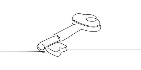 Continuous One line drawing of Antique Key. Symbolizing mystery with a minimalistic key design.