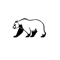 Black and White Outline of a Walking Bear