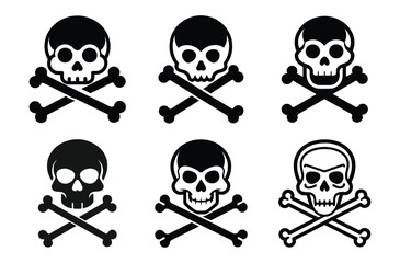 human skull silhouette, crossbones and skull vector design, danger symbol illustration