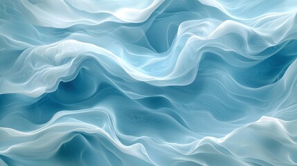 Fototapeta premium Abstract flowing waves in shades of blue and white, creating a serene effect.
