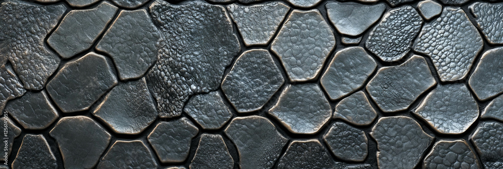 Poster hand-drawn snake skin design with irregular hexagonal scales and varied gray tones