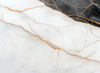 Fototapeta premium Luxurious black and white marble with striking gold veins, perfect for elegant interiors and design projects. This stunning surface adds sophistication and style to any space