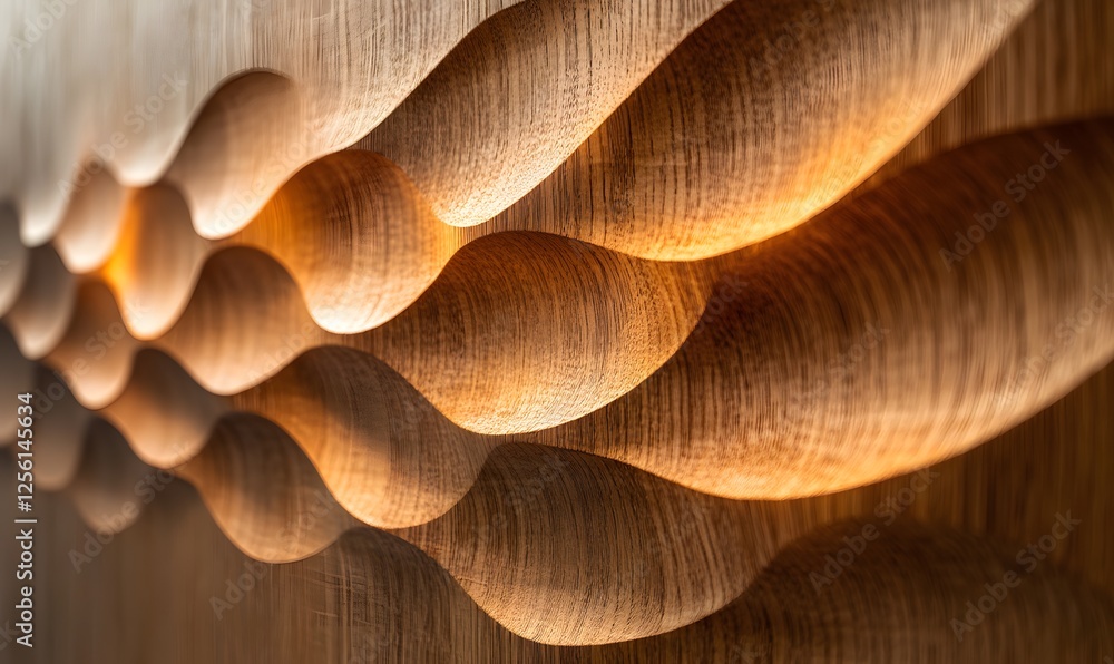 Poster abstract wood wall design with light creating wavy texture and visual interest