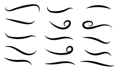 Swoosh line vector, underline swish, Swoosh and swash typography tails shape. Underline retro swoop wave line for athletic t-shirt.  set isolated on white background. eps10 66