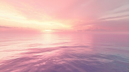 Fototapeta premium Serene Pink Sunset Over Calm Ocean Waves with Gentle Reflection