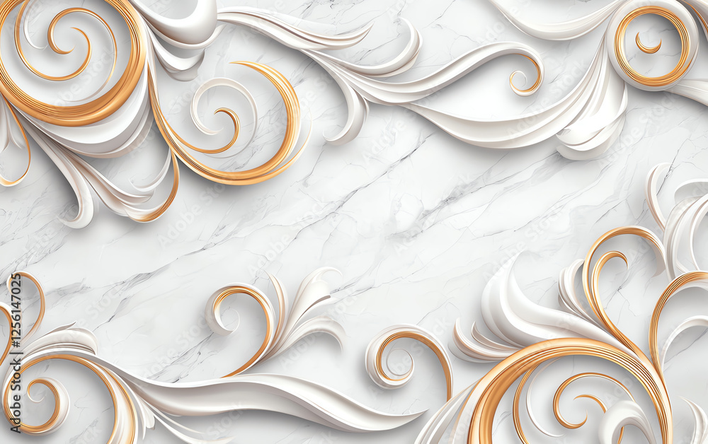 Aufkleber elegant gold and white marble background with intricate swirling patterns, creating luxurious and so