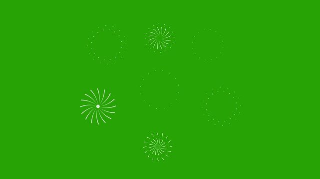 Motion Graphic Background of Fireworks 4K Effect circle burst motion graphics. circles fireworks explosion line shape blast, ellipse blast green screen animation. 4k