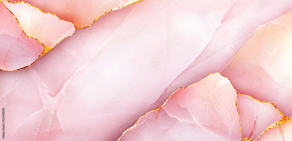 Poster luxurious pink marble texture with golden veins, creating elegant and sophisticated background. perf