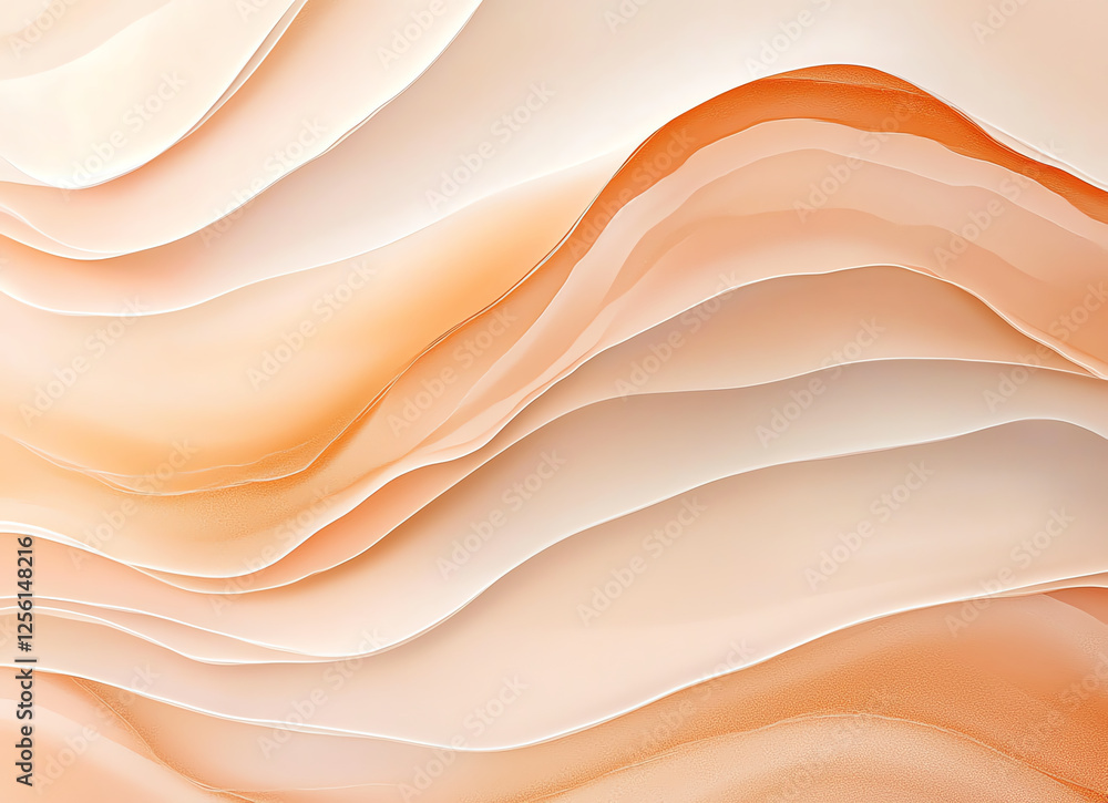 Poster soft beige and peach waves create soothing abstract background, perfect for design projects. gentle 