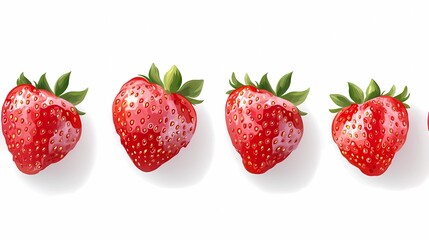 Detailed strawberry pattern with soft strokes and handmade appearance, suitable for cooking blogs, dessert packaging and juice branding, style comics