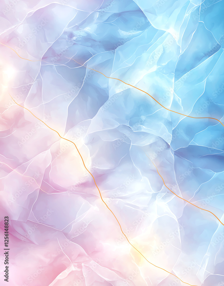 Poster pastel colored background with marble texture, featuring soft blue and pink hues, creating serene an
