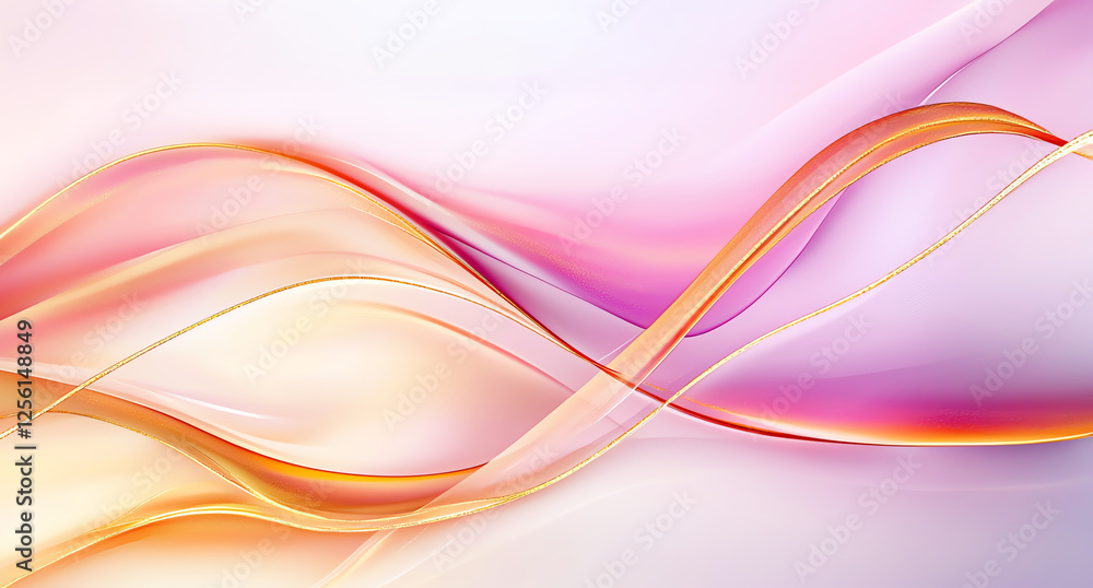 Poster soft abstract background with peach and pink waves, creating serene and elegant atmosphere. gentle c