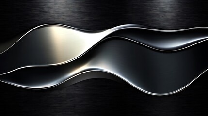 Fototapeta premium Silver waves, dark metal background, abstract design, website banner