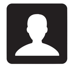 Black square male user profile vector icon.