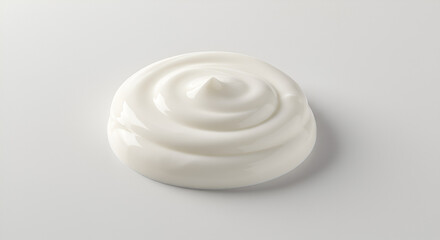 white natural creamy vanilla yogurt on white background 