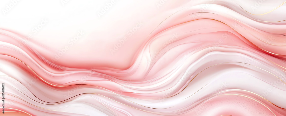 Poster soft pink watercolor abstract background with flowing waves and gentle curves, creating serene and c