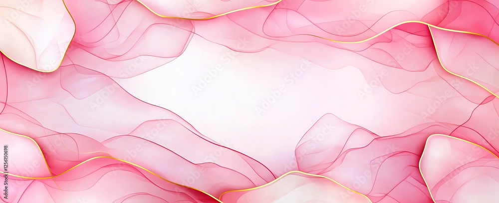 Poster soft pink watercolor background with delicate pastel tones and flowing shapes, creating serene and e
