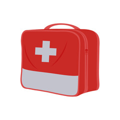 Fototapeta premium First Aid Bag, Medicine Flat Vector Illustration - Isolated