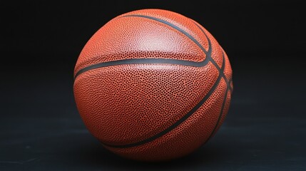 Obraz premium Close-up of a classic orange basketball on a black background.