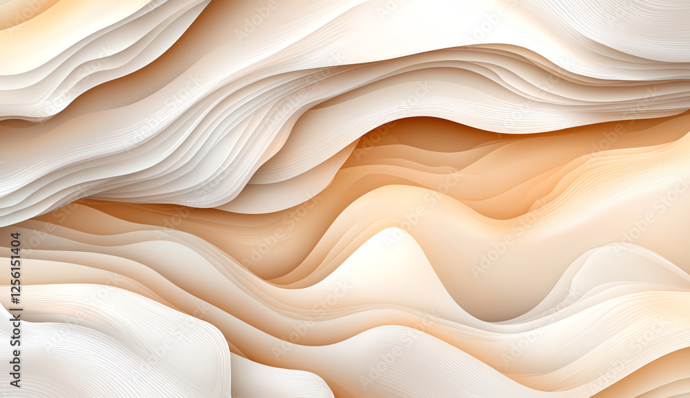 Poster abstract wavy background with soft beige and cream tones, creating serene and modern aesthetic. idea
