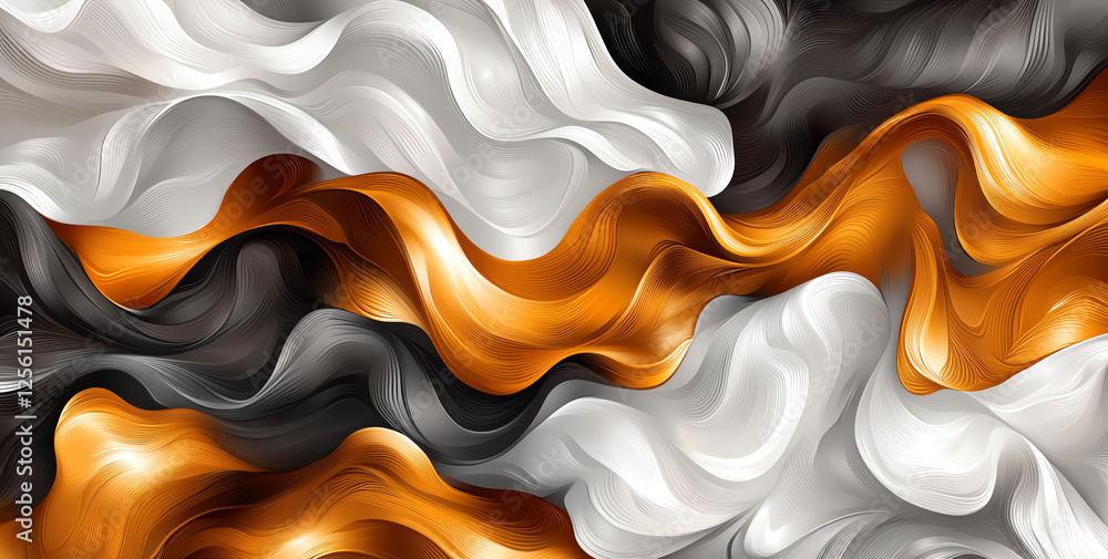 Aufkleber elegant abstract waves in golden, brown, and white colors create dynamic visual flow. smooth texture
