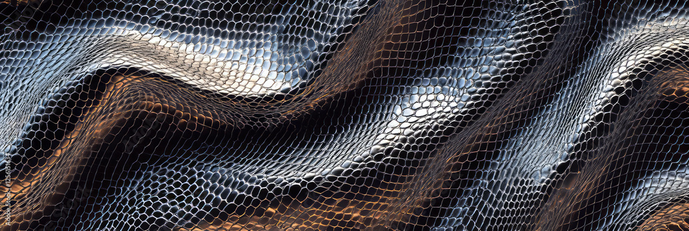 Poster intricate hand-drawn snake skin pattern showcasing dynamic contrasts and textures