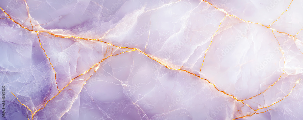 Poster elegant white and purple marble texture with golden cracks, creating luxurious and sophisticated app