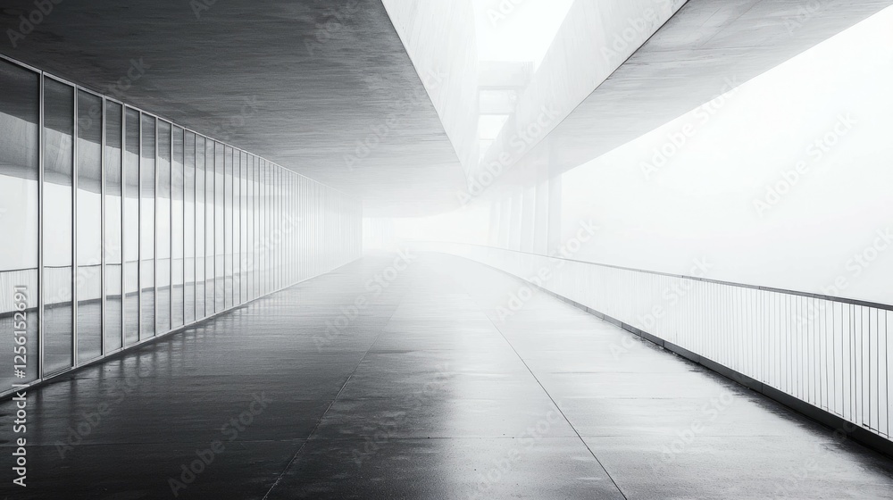 Aufkleber modern minimalist architecture with foggy background and clean lines