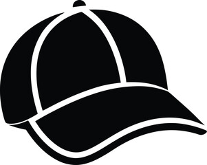 Baseball cap silhouette, baseball cap vector icon design, casual headwear illustration