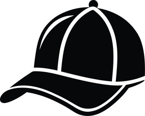 Baseball cap silhouette, baseball cap vector icon design, casual headwear illustration