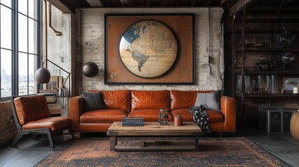 A corner of the retro industrial style living room