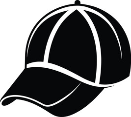 Baseball cap silhouette, baseball cap vector icon design, casual headwear illustration