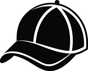 Baseball cap silhouette, baseball cap vector icon design, casual headwear illustration