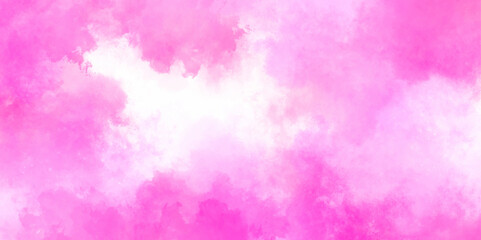 Abstract pink smoke transparent effect overlay brush painted watercolor abstract painting background. cloudy in sunshine calm bright winter air background Pink sky with fluffy clouds