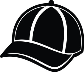 Baseball cap silhouette, baseball cap vector icon design, casual headwear illustration