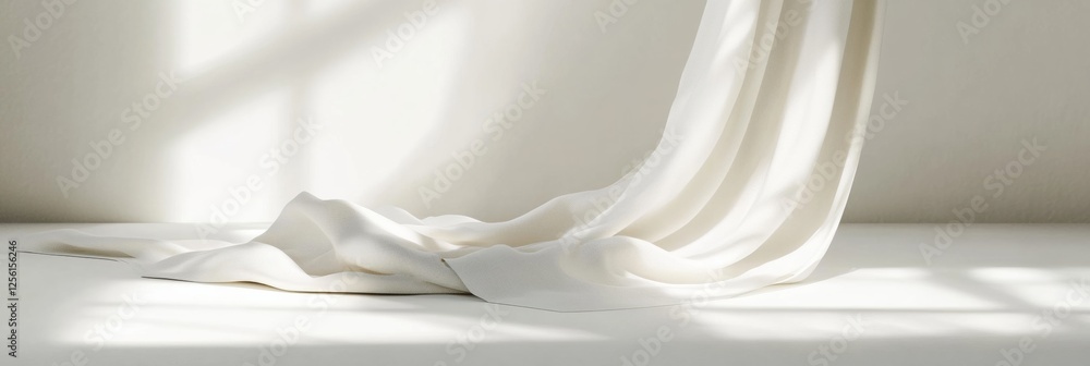 Leinwandbilder minimalist display of flowing fabric in soft neutral tones against a light background showcasing sim