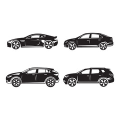 Set of Car Silhouettes Vector