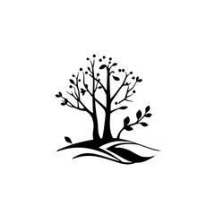 Minimalist silhouette of trees, featuring clean lines and leaves.