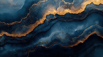 Obraz premium Abstract dark blue and gold marble texture.
