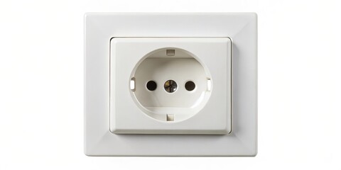 White Electrical Outlet on White Background