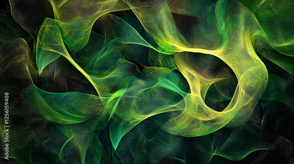 Poster abstract green and yellow wave patterns create a mesmerizing fluidity in this vibrant digital artwor