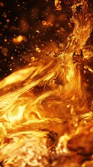 A mesmerizing close-up of swirling golden liquid, capturing vibrant movement and light play.