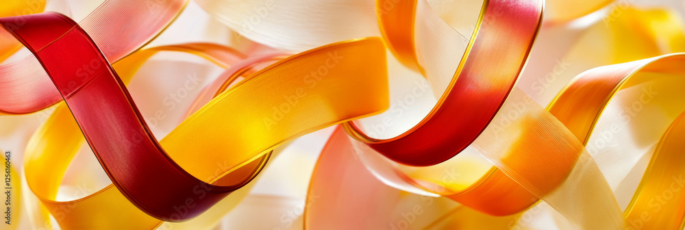 Poster intertwined ribbons and dynamic shapes convey movement and flexibility in bright colors