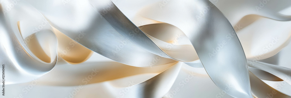 Poster intertwined ribbons create a sense of fluidity and freedom against a bright backdrop