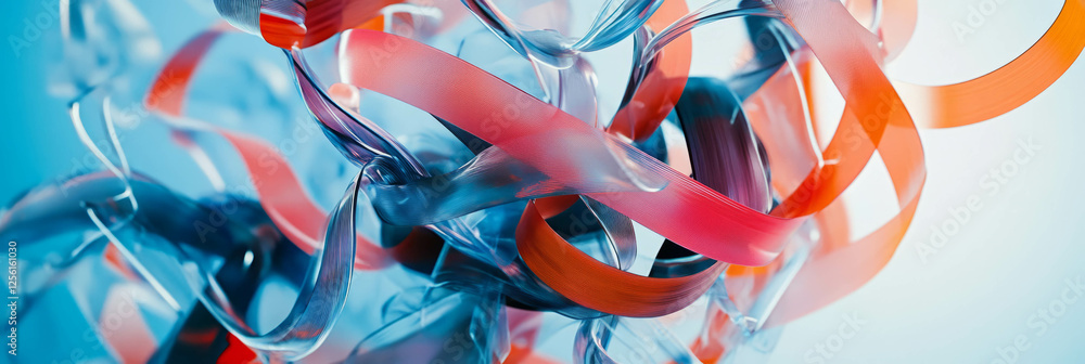 Aufkleber intertwined ribbons and flowing shapes create a sense of movement and elegance in bright colors