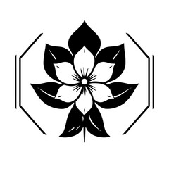 Simplified image of a flower with the petals in black and white with a white border.