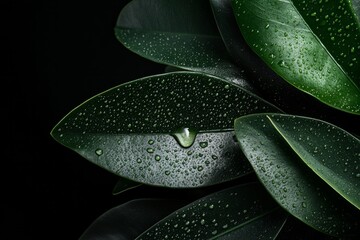Obraz premium Dewdrop glistens on vibrant green leaf under soft morning light. Generative AI