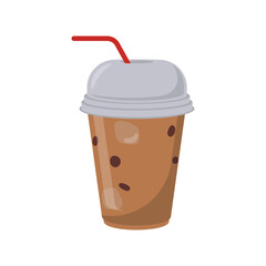 Iced Cofee, Summer Flat Vector Illustration. Isolated
