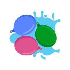Water Balloons, Summer Flat Vector Illustration. Isolated