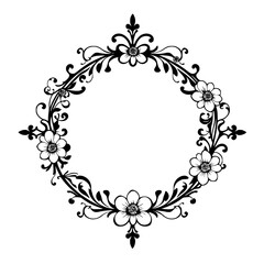 Black Floral Border: A Decorative, Elegant Frame with Floral Symmetry.